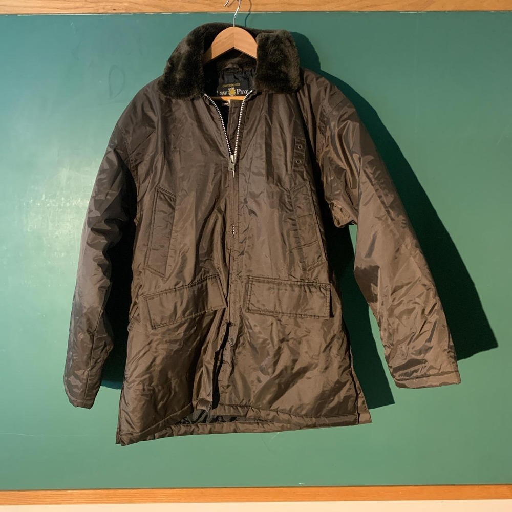Law Pro Vintage 80s Law Enforcement Jacket Brown Faux Fur Quilted Lining Small